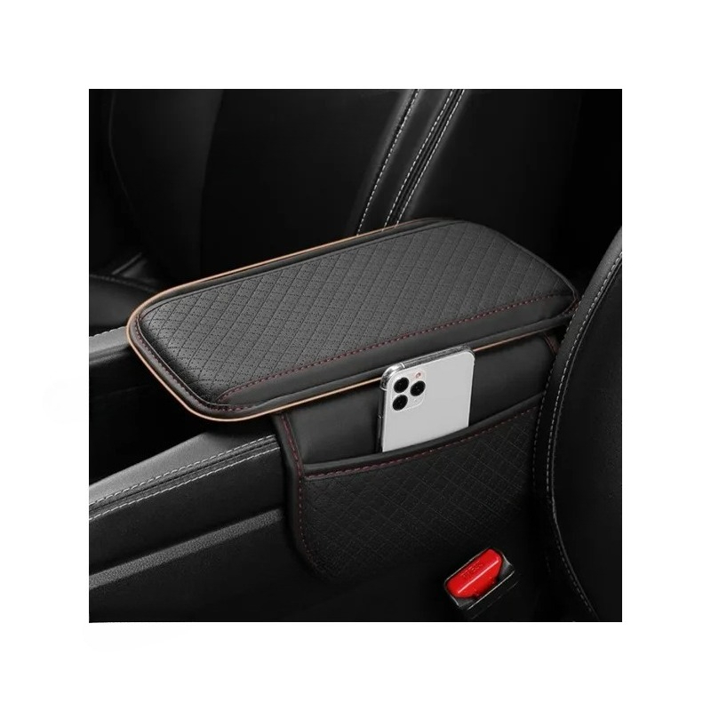 Caixa de apoio de braço de carro de couro almofada de espuma de memória console central capa protetora de descanso de braço com bolso de armazenamento almofada de descanso de cotovelo