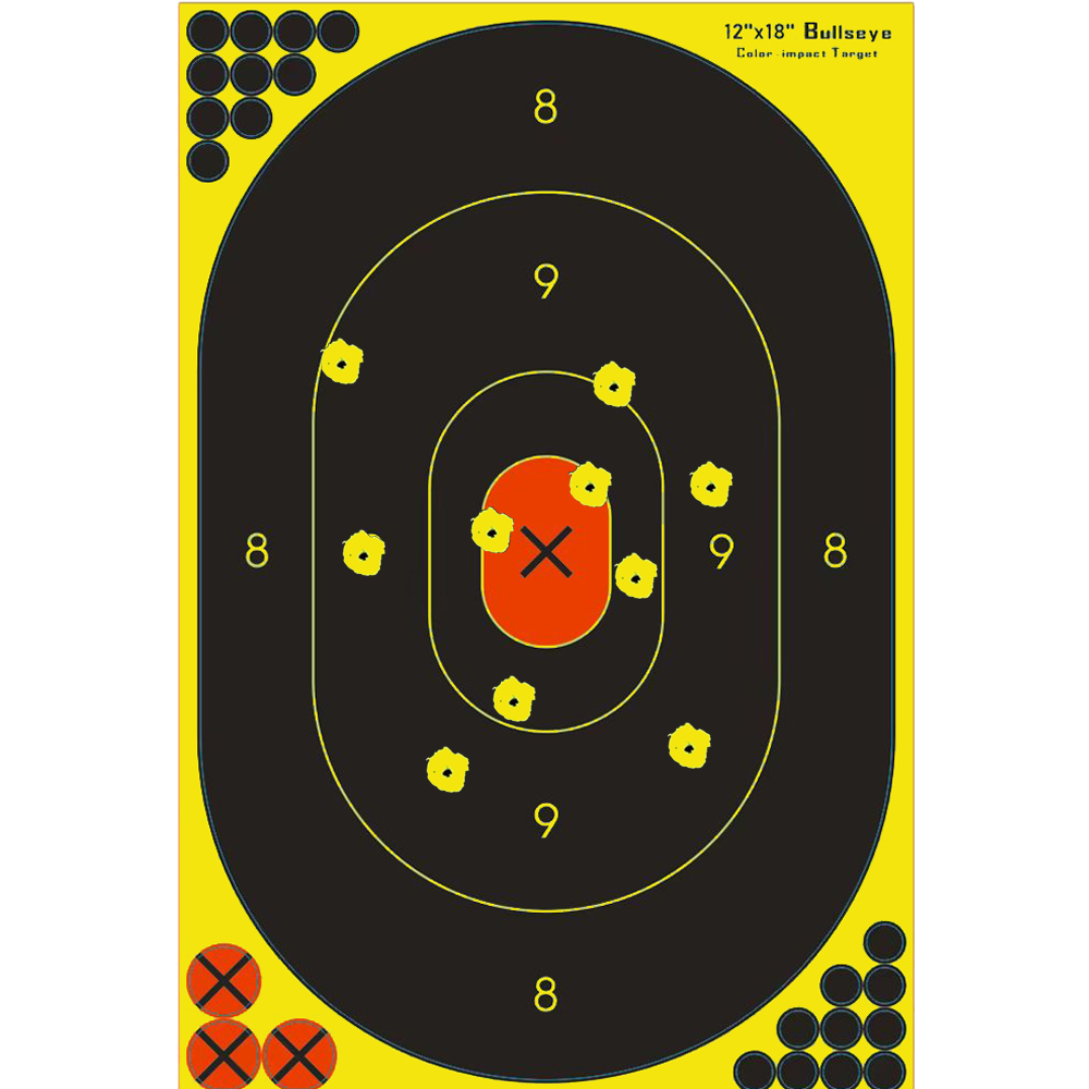 Bersagli adesivi da tiro autoadesivi da 12"X18" Splash & Reattive (impatto di colore) (modello di pista atletica nera) 10 pezzi