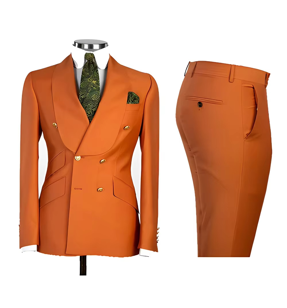 Light Blue Men's Suits Chic Double Breasted Blazer Peak Lapel Elegant Formal Set Male 2 Piece Jacket Pants Wedding Groom Tuxedos