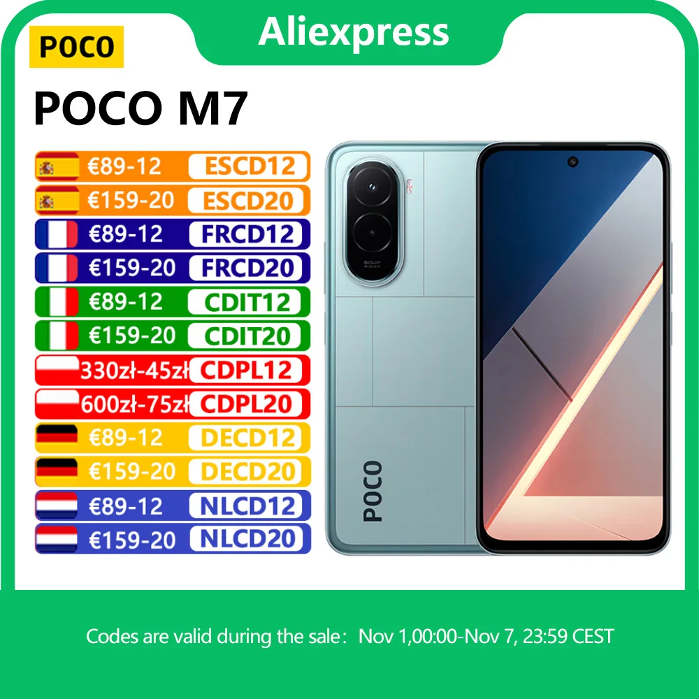 【Estreno mondiale】POCO M7 Versione globale Smartphone Snapdragon 685 Batteria da 7000 mAh Immersivo 6,9" FHD+ Display NFC 33 W Ricarica