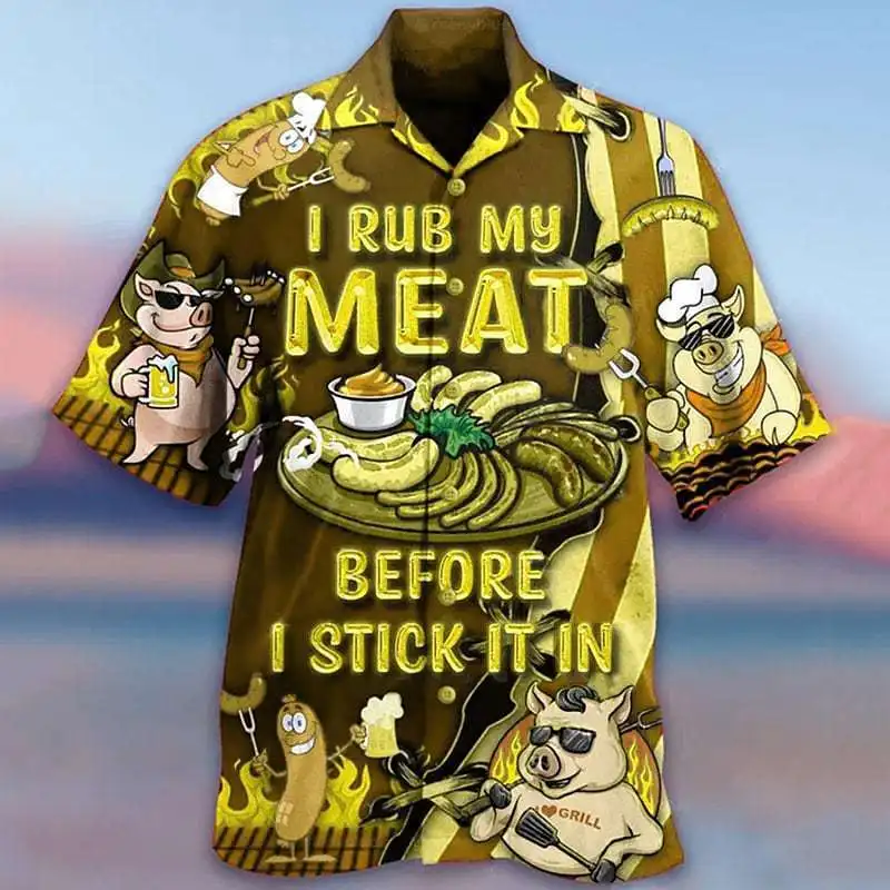 เสื้อฮาวายแขนสั้นพิมพ์ลาย3D ผลไม้การ์ตูนเสื้อเชิ้ตชายหาดสำหรับผู้ชายฤดูร้อนใหม่2024ราคาไม่แพง