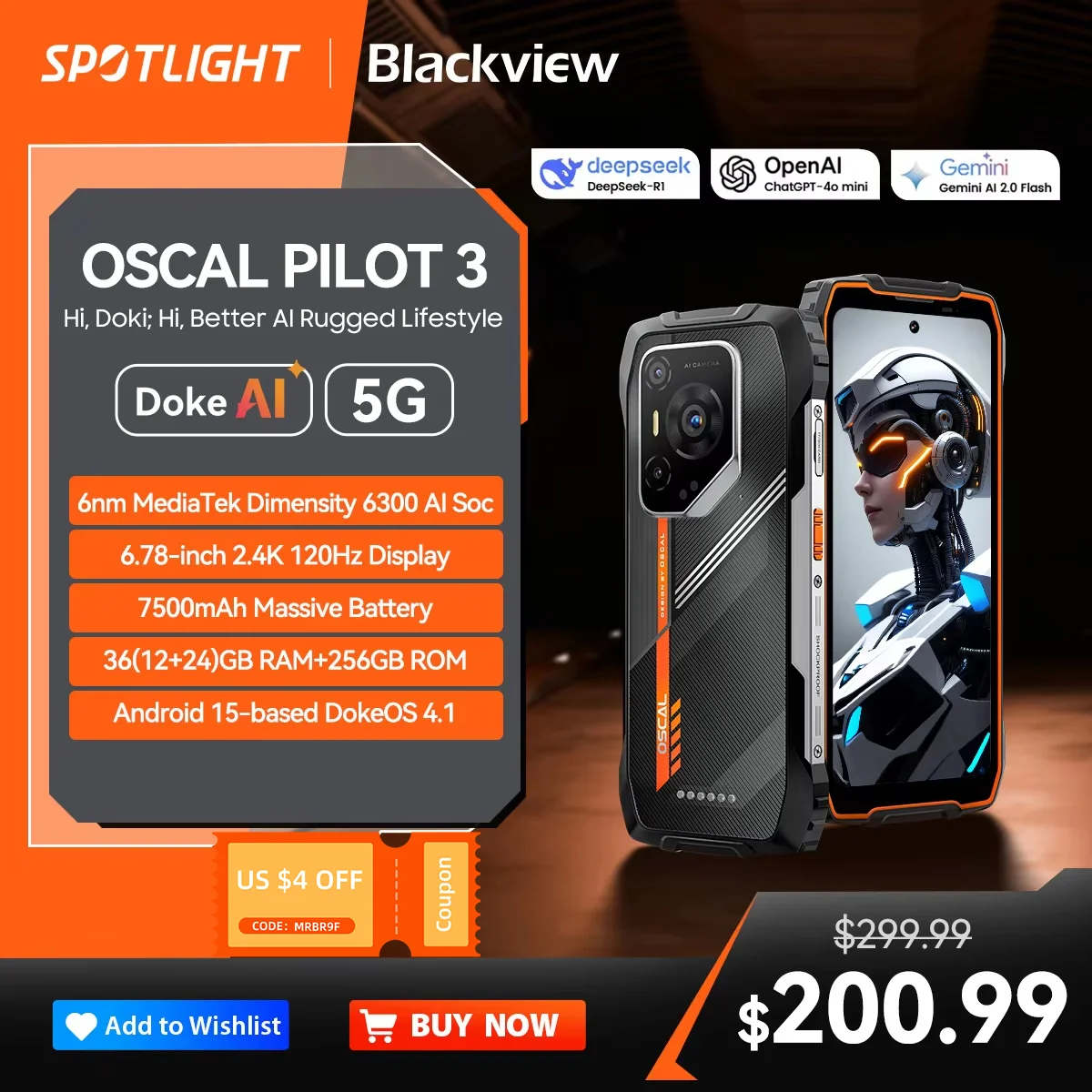 [World Premiere ]Blackview OSCAL PILOT 3 5G AI Rugged Smartphone MTK 6300, 6.78" 2.4K Display 120Hz, 12GB 256GB, 7500Amh Phones