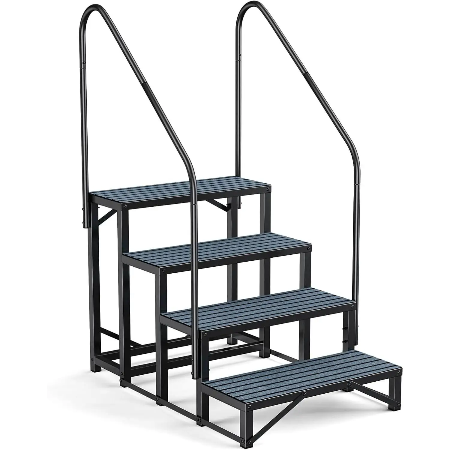 W_RV Steps Spa Steps with Handrail - Hot Tub Steps Trailer Steps Mobile Home Stairs for 5th Wheel RV, Trailer, Hot Tub,