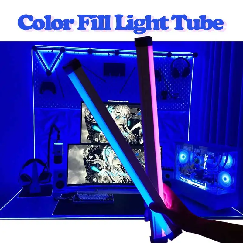 Buntes Röhrenlicht, RGB-Licht, 17 cm/32 cm, USB-Licht, Nachtlicht, lila, blauer Lichtstab, Raumlampe, Handheld-Hängefülllicht, Foto