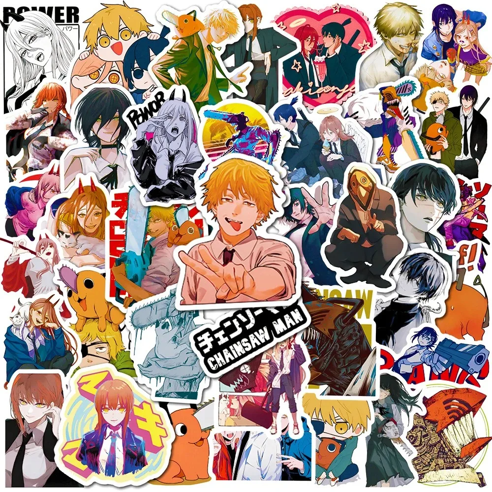 10/30/50pcs Pochita Chainsaw Man สติกเกอร์ Cool Denji Makima สติกเกอร์กันน้ําสเก็ตบอร์ดรถจักรยานยนต์ตลกอะนิเมะ Decals