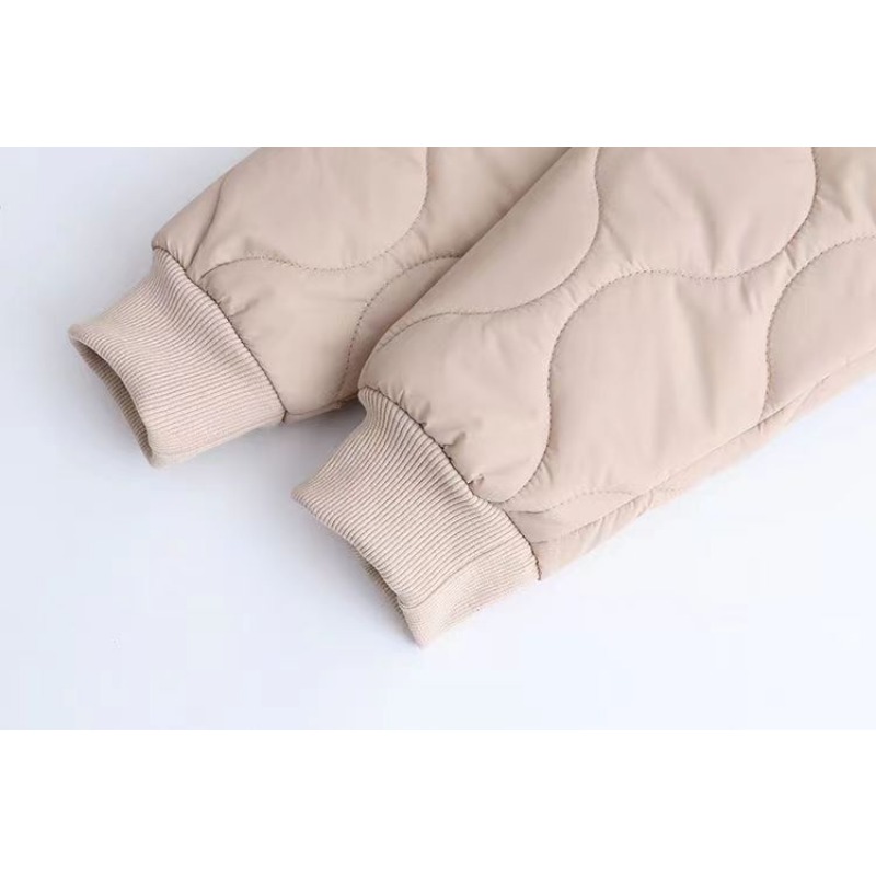 Herbst Winter Baumwoll mantel Stepp jacke Damen bekleidung Trends Knöpfe Langarm Jacken warme lose leichte dünne Oberbekleidung