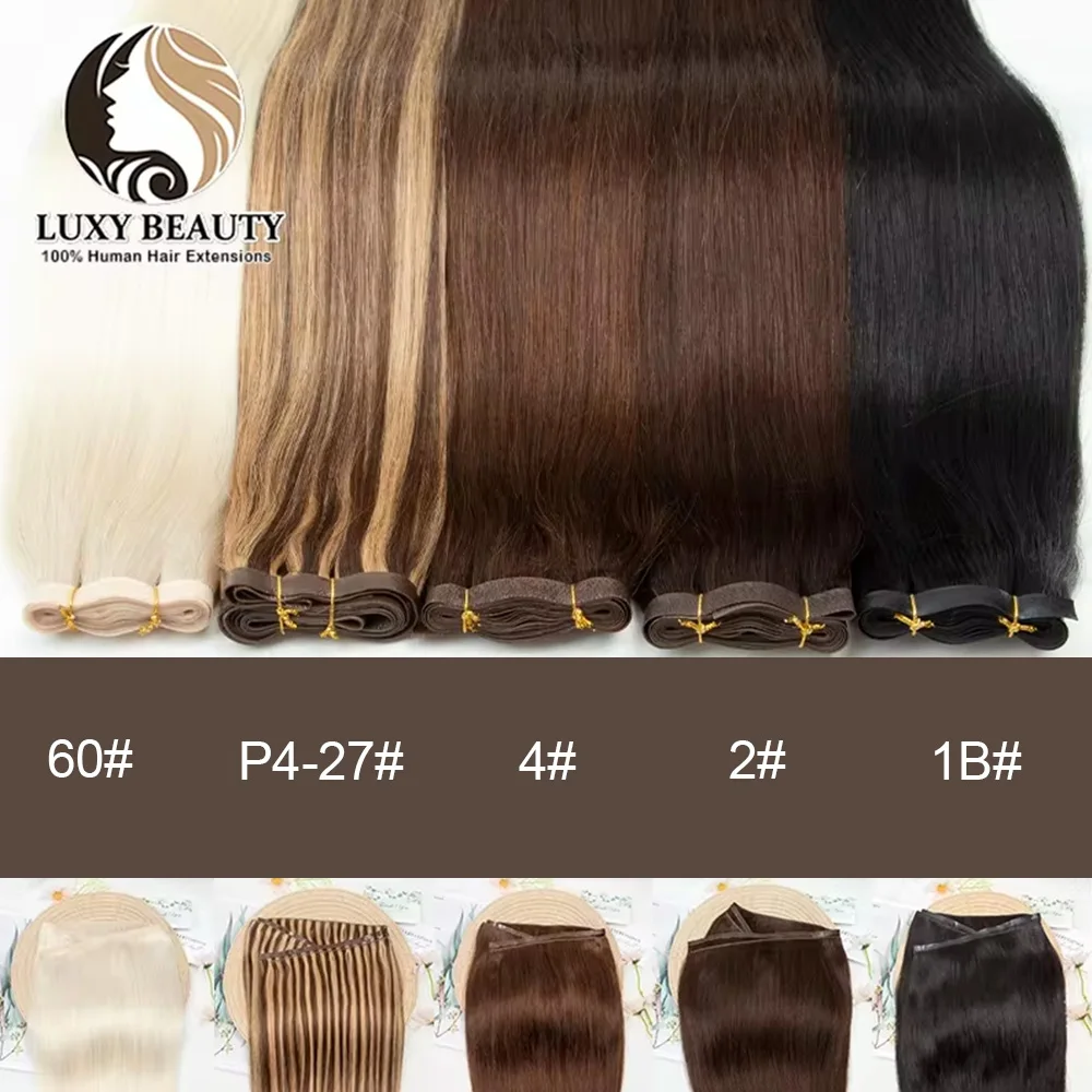 Extensions de cheveux humains à longue bande, 12 à 22 pouces, injection Invisible, peau PU, trame plate, 100g, couture en Micro maillons