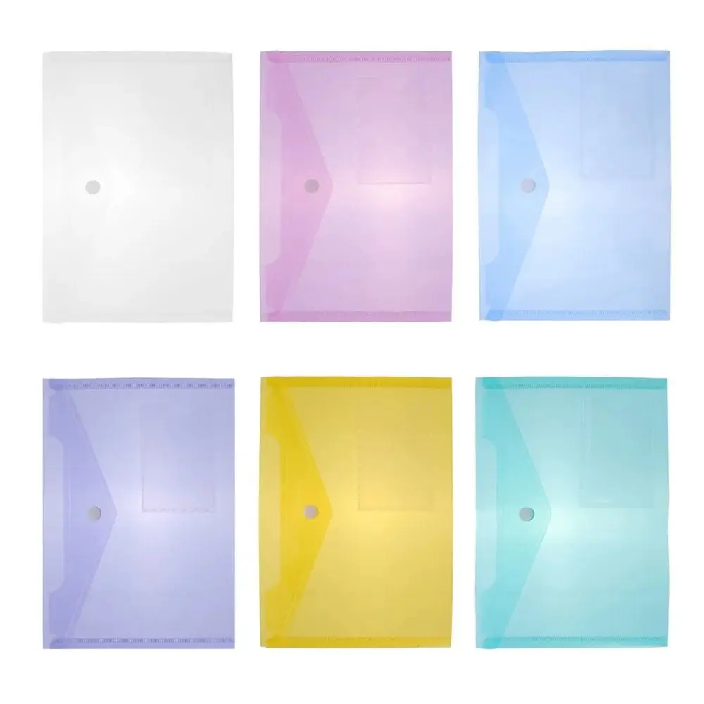 Bolsas de archivos de piezas para documentos, soporte de archivos impermeable A4, botón a presión, carpeta de PVC, caja de bolígrafos, bolsa de información de Oficina, Papelería para estudiantes, 12 unidades