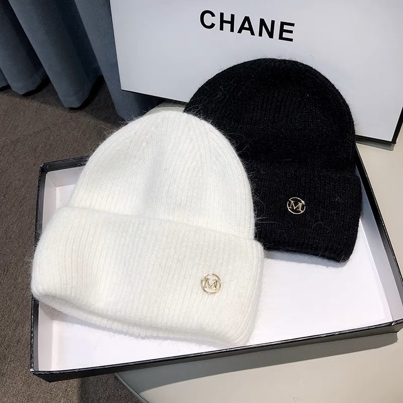 Autumn and Winter M Standard Rabbit Fur Warm Plush Thick Knitted Hat Korean Version Couple Cotton Hat says Soft and Comfortable