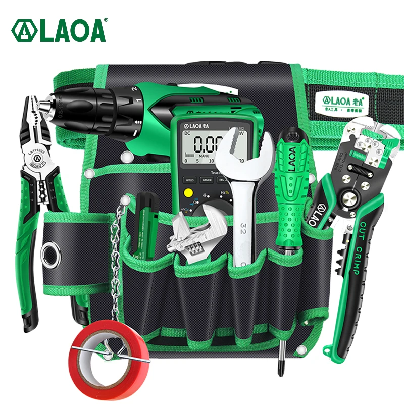 LAOA Multi-Function กระเป๋า Oxford ผ้าเอวแพ็คฮาร์ดแวร์ซ่อมเครื่องมือประแจกระเป๋าคีมช่างไฟฟ้าในครัวเรือนเข็มขัด