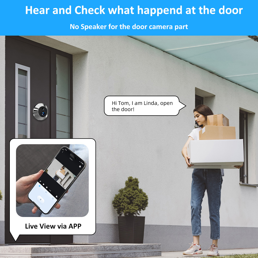 Inteligente 3mp mini câmera digital olho mágico da porta 2.4ghz wifi infravermelho ir visão noturna pir detecção de movimento visualizador digital icam365 app