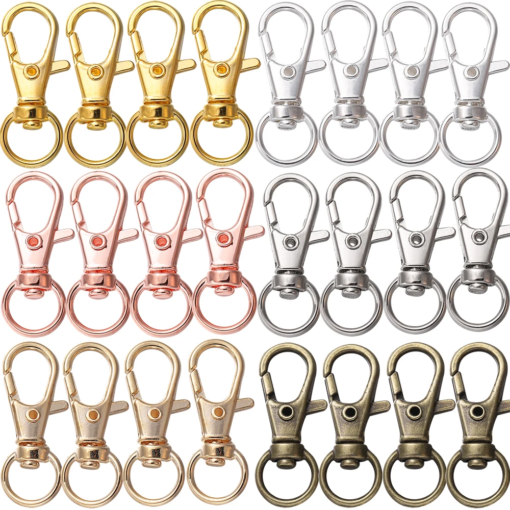10 unids/lote de ganchos giratorios con cierre de langosta, llavero dividido, conector para bolso, cinturón, cadenas para perros, accesorios para hacer joyería DIY