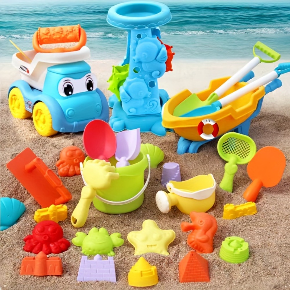 Strandspielzeug für Kinder, Sandspielzeug-Set, Sandeimer, Schaufel, Rechen, Spielzeug für Strand, Tier, Dinosaurier, Formen, Reisen, Sandkasten, Spielzeug für Kleinkinder