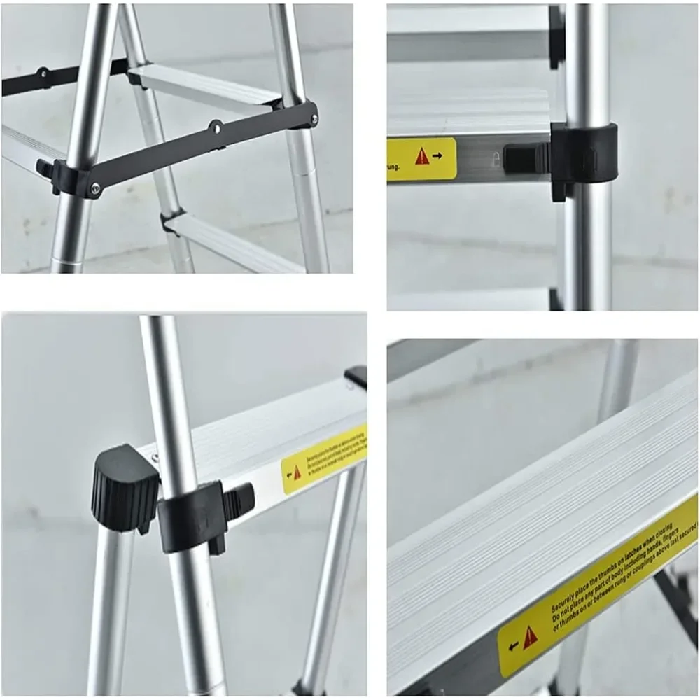 Telescoping Ladder Aluminum Extension Step Ladder, Folding Telescopic A Frame, 5+6 Steps with Anti-Slip for Home or Industrial