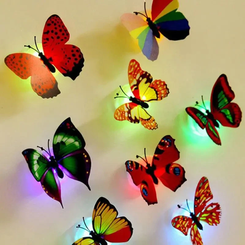 Ranpo Hot Butterfly Night Light Kreatywne Zabawne Kolorowe Świecące Światło Motylkowe Przyklejane Diy LED Domowe Dekoracyjne Lampy Ścienne