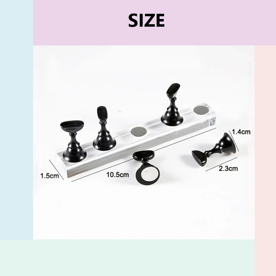 Ensemble de 5 présentoirs d'art d'ongle, support explorez ecs magnétique de base acrylique pour l'affichage de bouts d'ongle