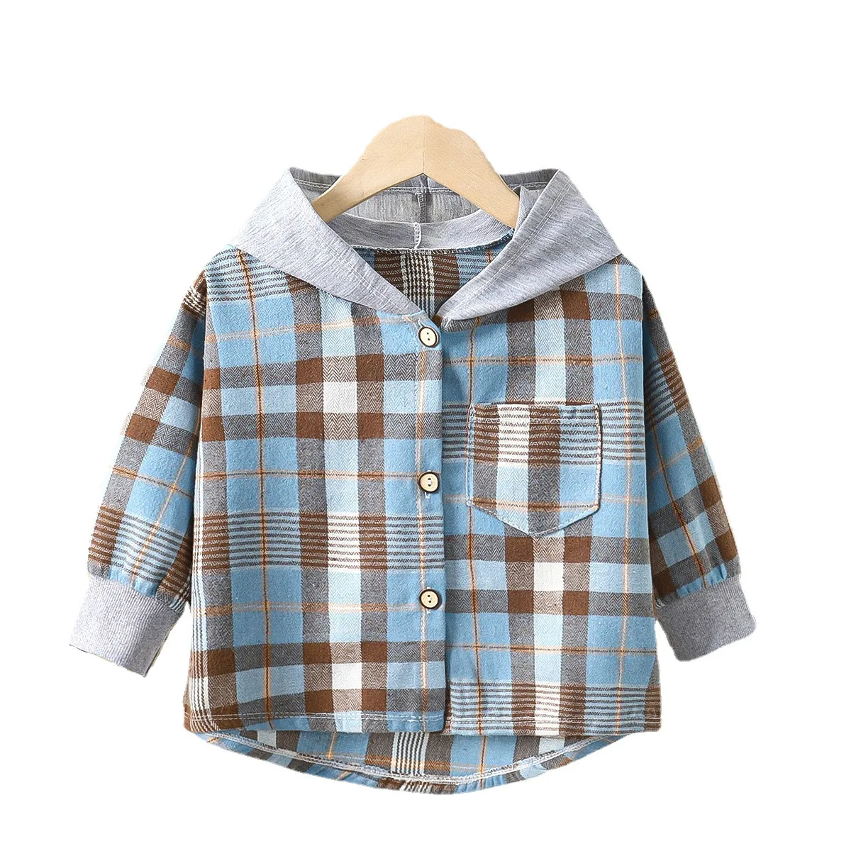 Camicie con cappuccio per bambini Abbigliamento per bambini Camicie scozzesi per neonati Cappotto per giacca a maniche lunghe per ragazze primavera autunno Abbigliamento che tocca il fondo