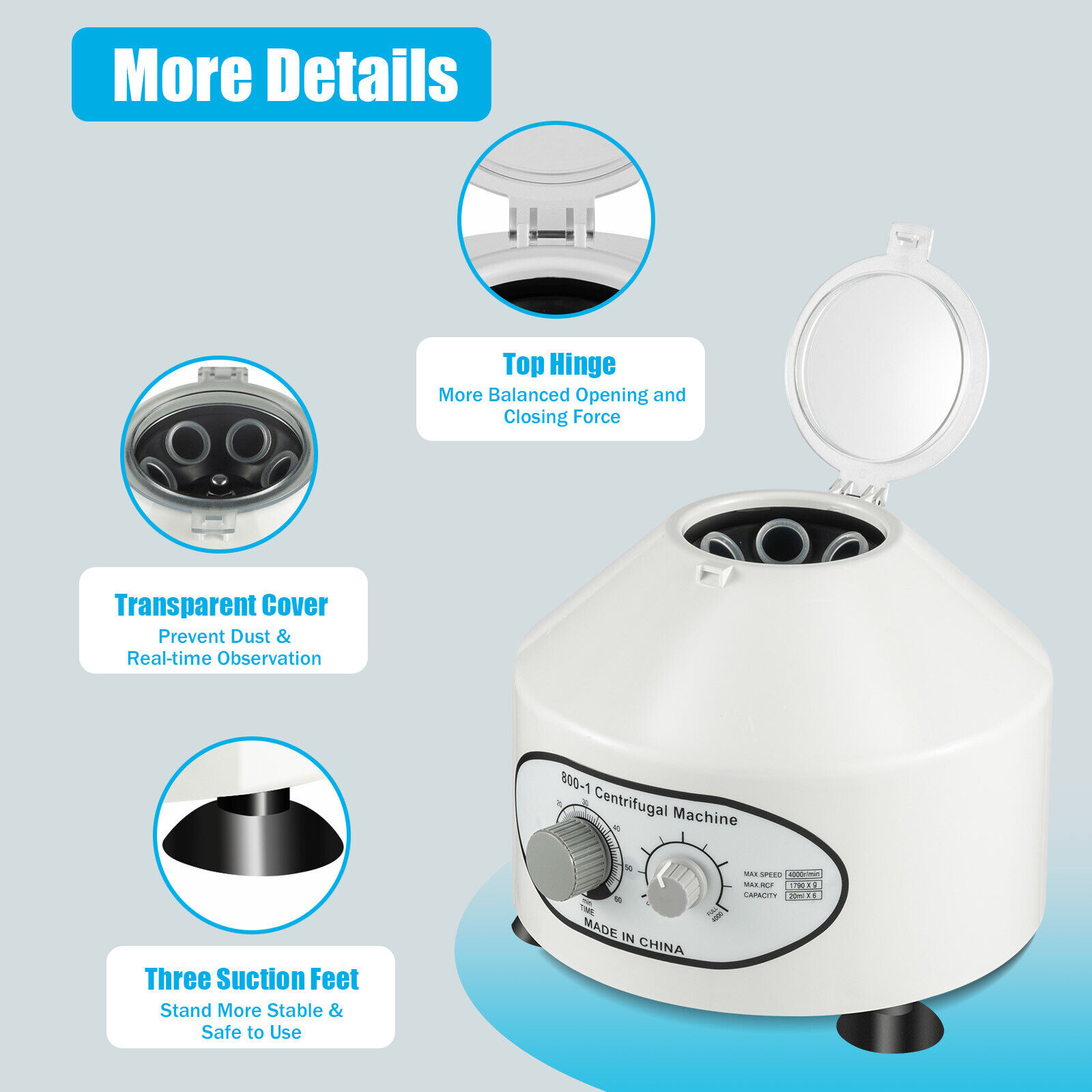 Centrifugeuse de table pour laboratoire médical, 4000u/min, 220V, 6x20ml