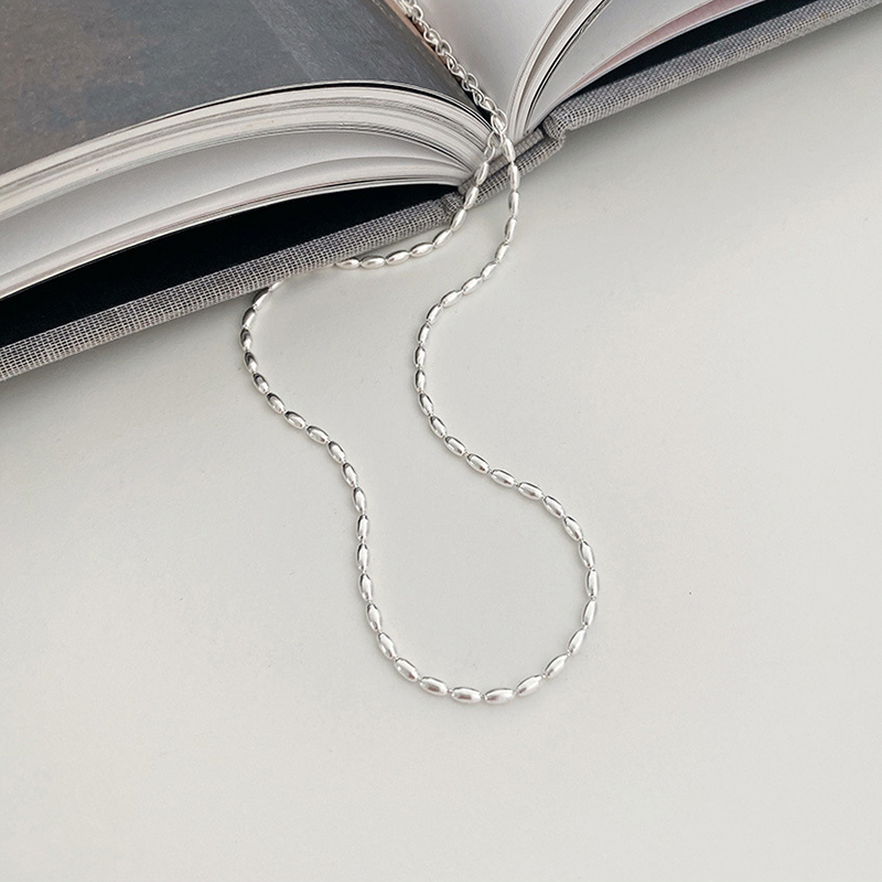 Colar de prata esterlina 925 com contas geométricas simples, gargantilha brilhante e delicada, corrente de clavícula para joalheiro de moda feminina