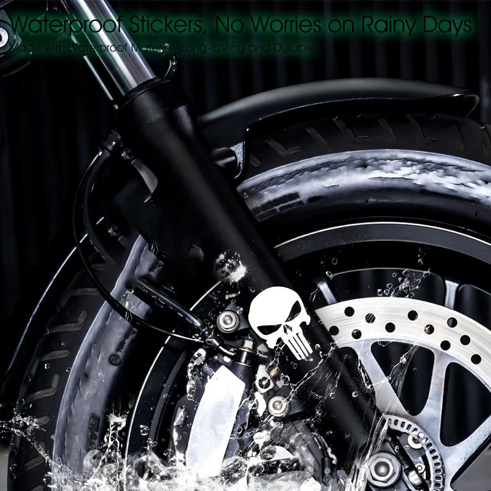 Cabeça de caveira para motocicleta, adesivos brilhantes à prova d'água para decoração de capacete de moto, tanque de combustível, carenagens laterais, acessórios de decalque