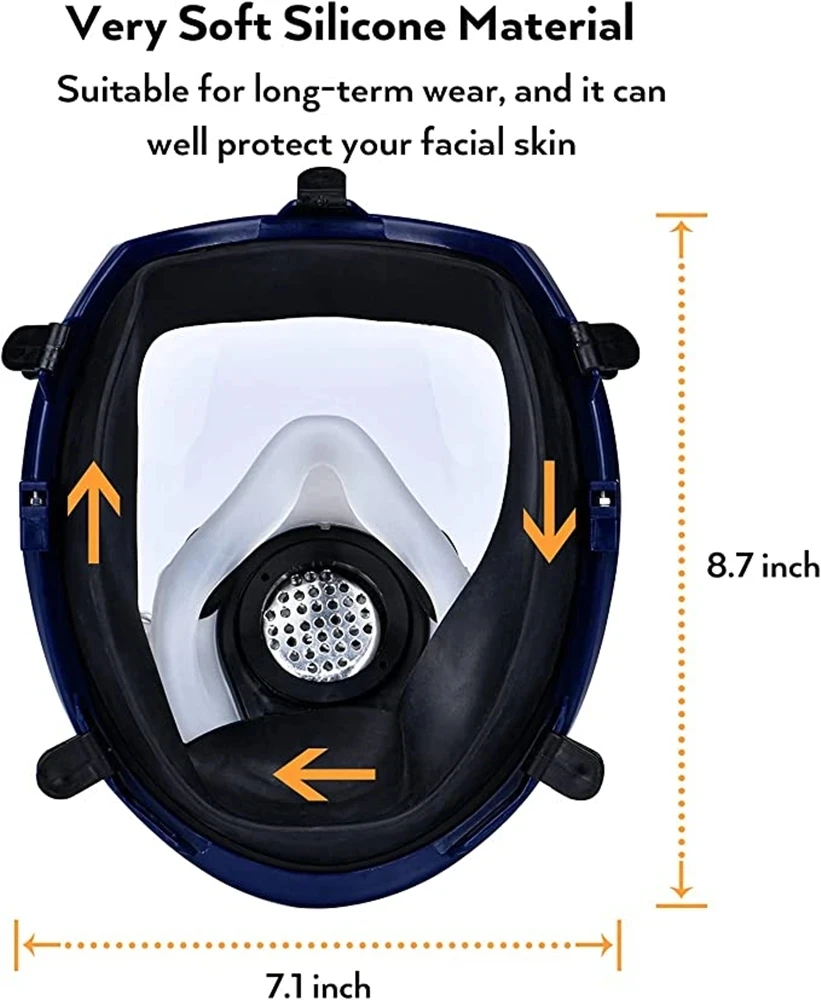 เคมีหน้ากากป้องกันแก๊สพิษ 6800 เครื่องช่วยหายใจแบบฝุ่น Anti-Fog Full Face Mask Filter สําหรับอุตสาหกรรมกรดแก๊ส,เชื่อมสเปรย์สียาฆ่าแมลง