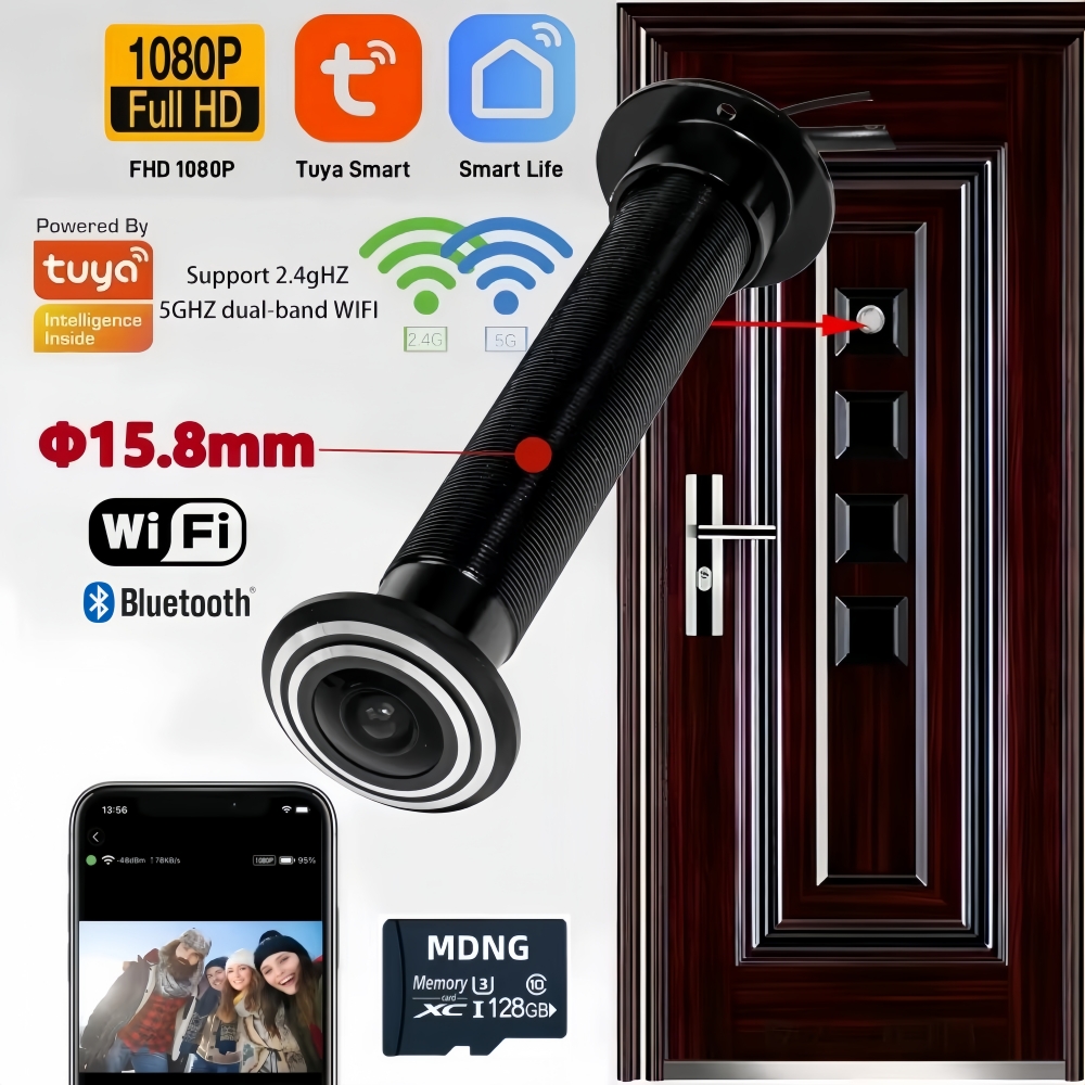 Tuya Smart 2,4G y 5G Wifi mirilla puerta cámara detección de movimiento visor de puerta Digital inalámbrico puerta ojo cámara protección de seguridad