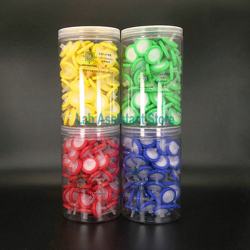 100 ชิ้น/กล่องห้องปฏิบัติการทิ้งเข็มฉีดยากรองไนลอนน้ําอินทรีย์ระบบ PTFE 13/25 มม.0.22um 0.45um