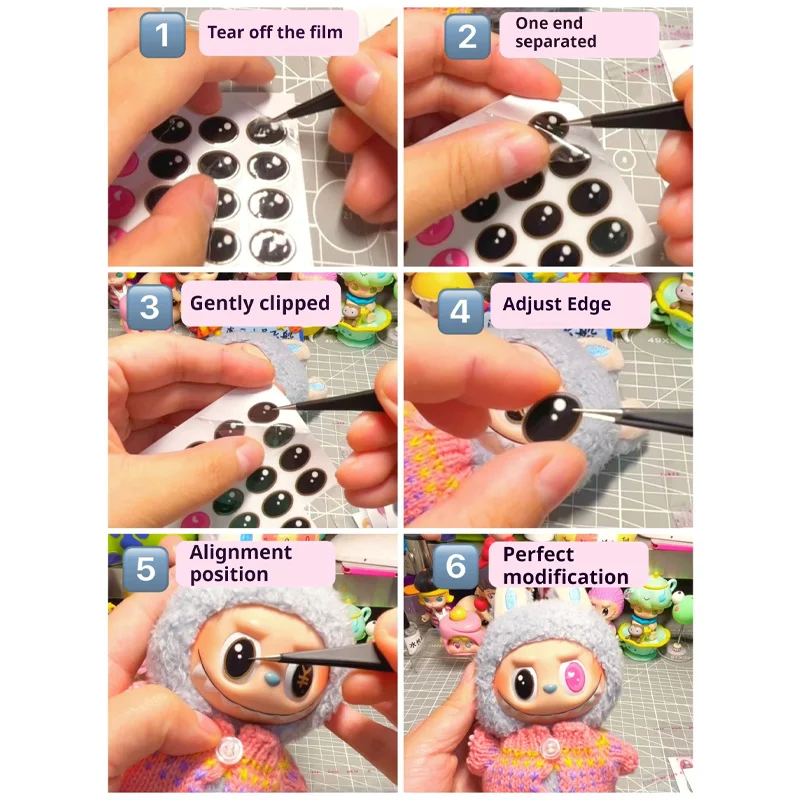Labubu V1v2v3 Customizable Eye Stickers 17/38cm Vinyl Eyelash Diy Doll Makeup Accessory Exquisite Toy Gift For Doll Enthusiasts