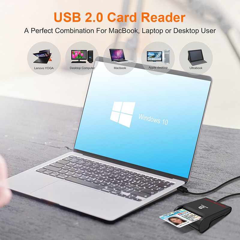 ZOWEETEK USB 2.0 czytnik kart inteligentnych dla IC ID Bank EMV dla komputer stancjonarny