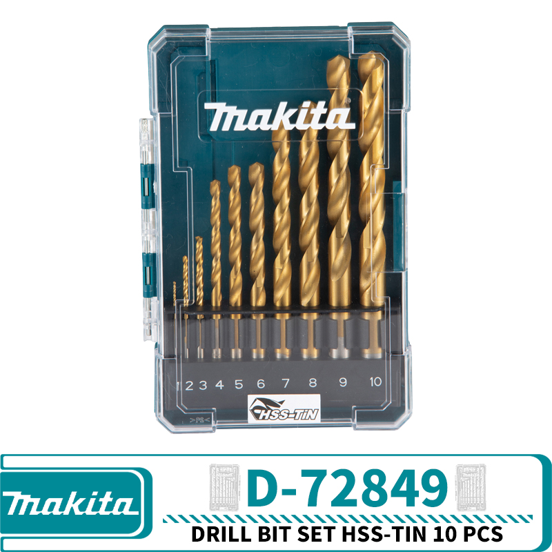 Makita D-67527 D-72833 D-72855 D-43555 D-43561 D-72849 D-43577 Hss-Tin Metal Drill Bit Set Power Tool Accessories