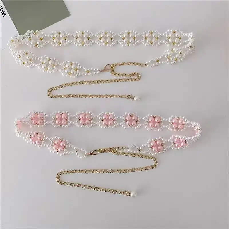 Corrente de cintura de pérola estilo moderno-cinto de borla para vestidos, cinto de cinching de luxo acessórios de verão francês 2025