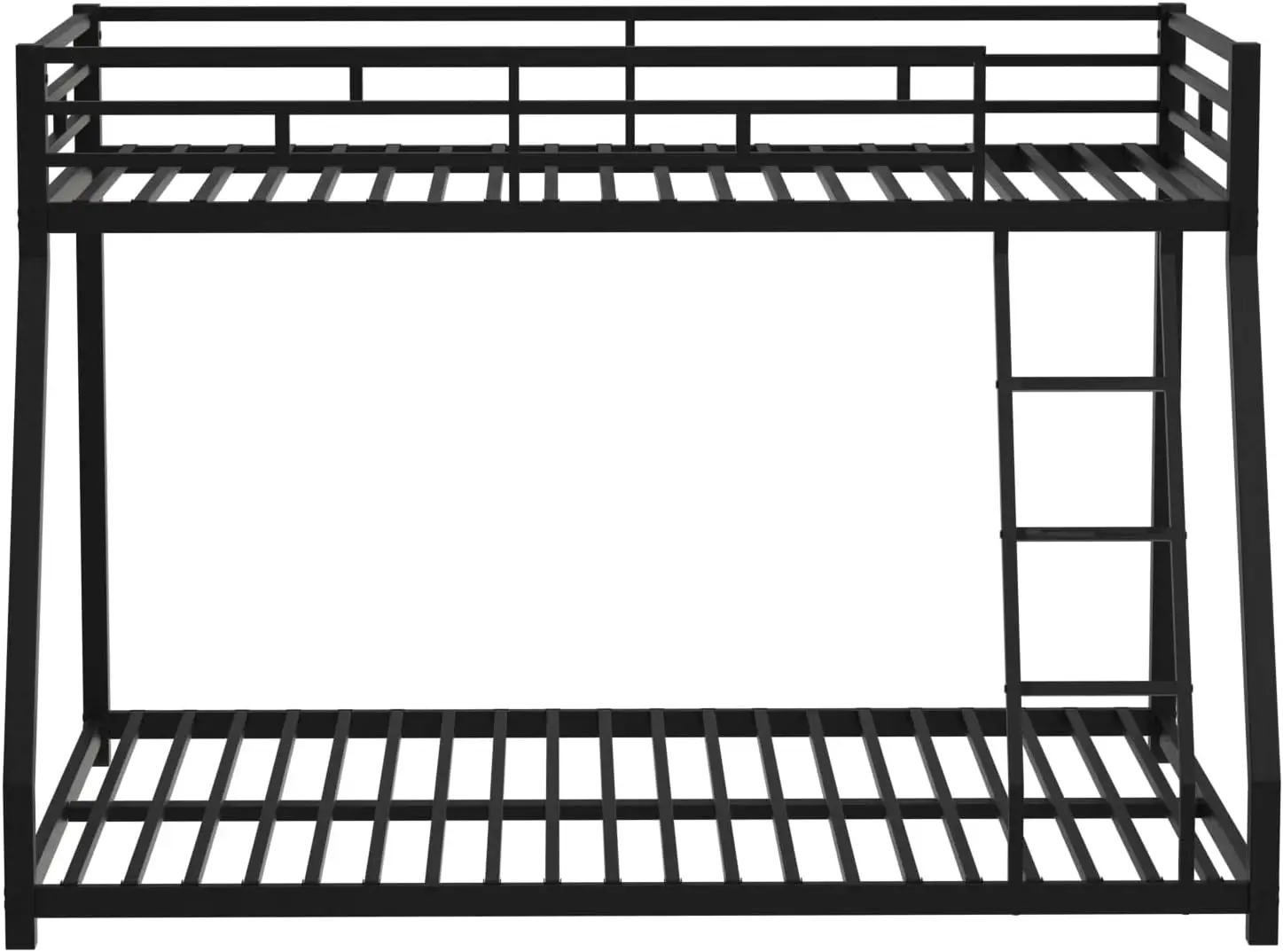Twin Over Full Bunk Bed with Metal Frame, Guardrail and Ladder, Space-Saving Design, Metal Bed for &,