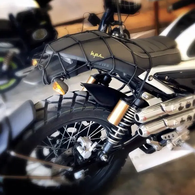 Heavy-Duty 6 Hooks Elastic Bungee Net Motorcycle Luggage Net Helmet Fuel Tank Holder Moto Accessories for Helmet Storage Black