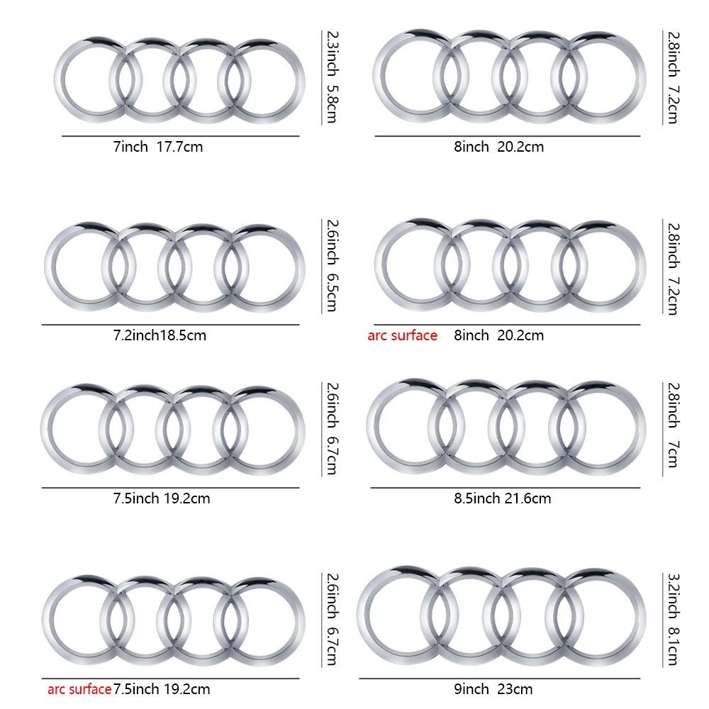 4Ring 3D ABS Badge Car Hood Front Grille Rear Trunk Emblem For AUDI Q3 Q5 Sportback A4 A3 A5 A6L A7 A4L Q2L Q7 Q8 S5 S6 S7 R8 S4