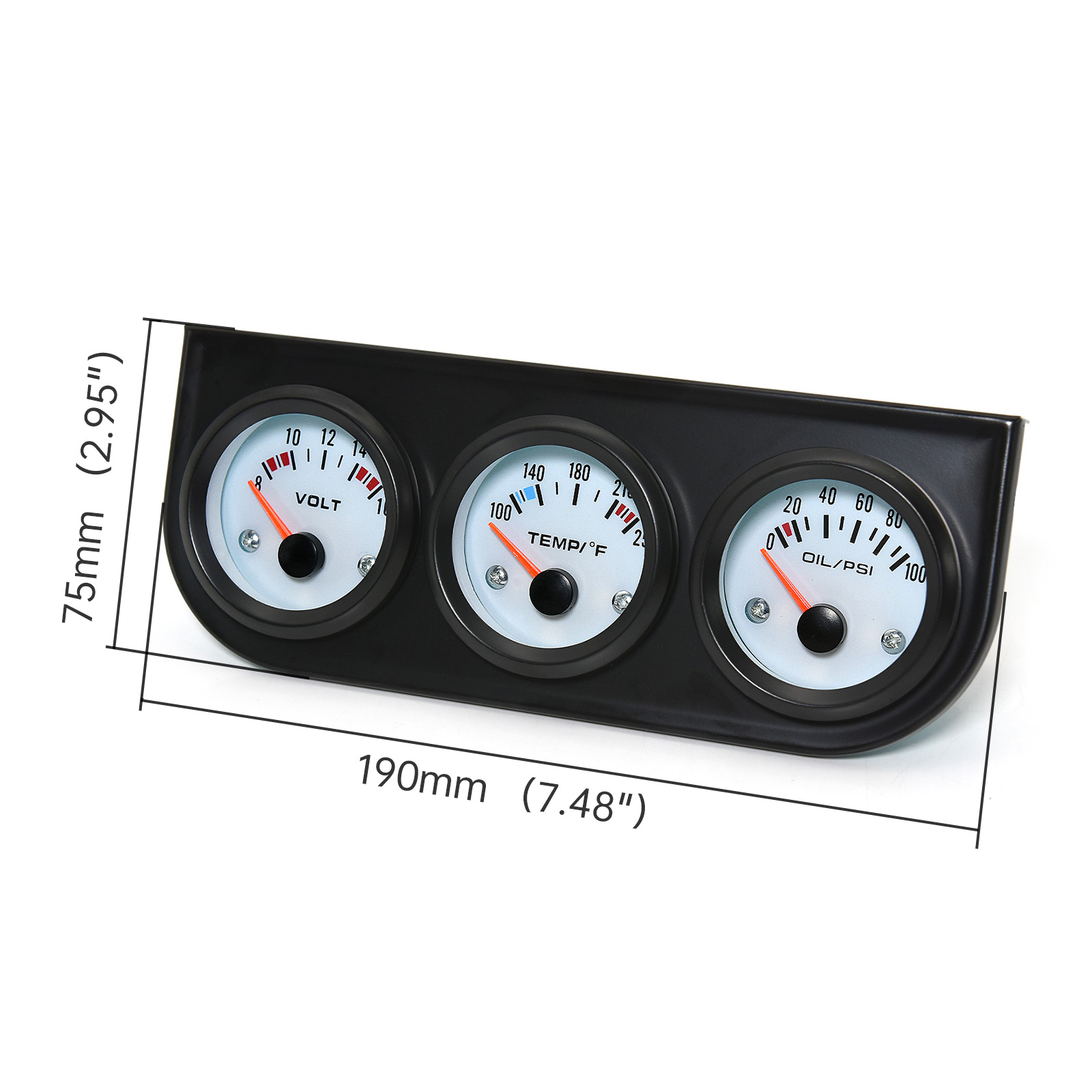 2 "52mm medidor triplo 3 em 1 medidor de temperatura da água medidor de pressão de óleo com sensor 1/8 npt tensão para carro de corrida