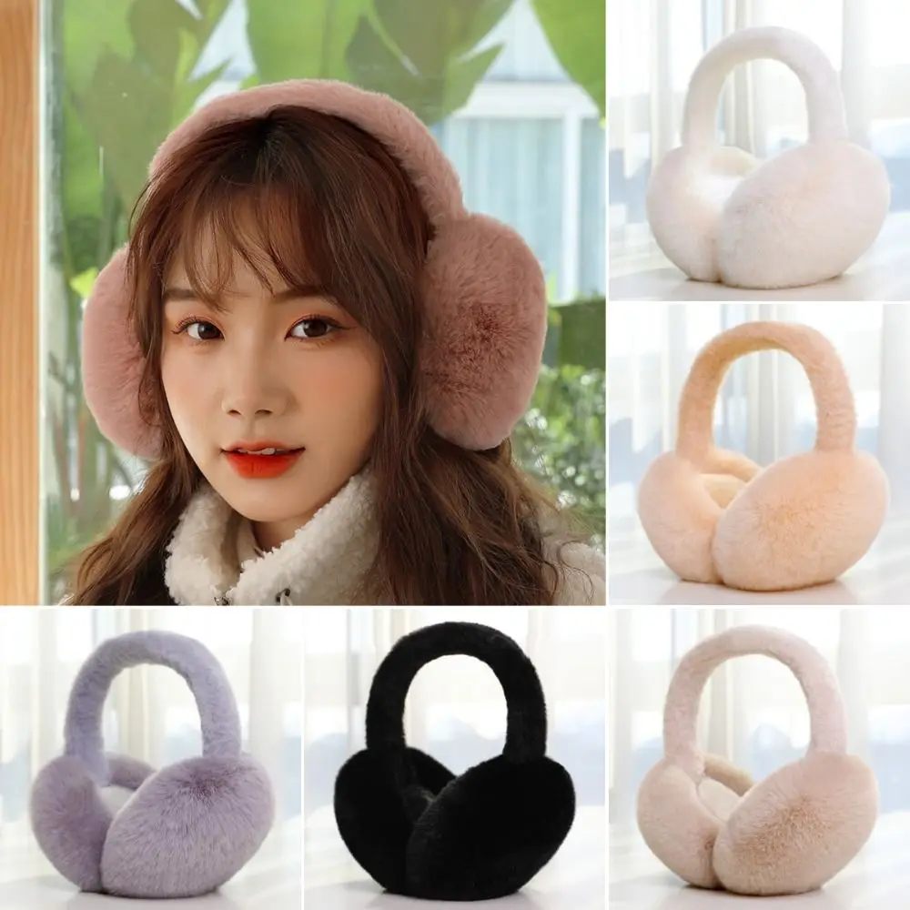 1 calentador de orejas de felpa suave de Color sólido orejeras cálidas de invierno cubierta de oreja de moda protección contra el frío al aire libre orejeras plegables