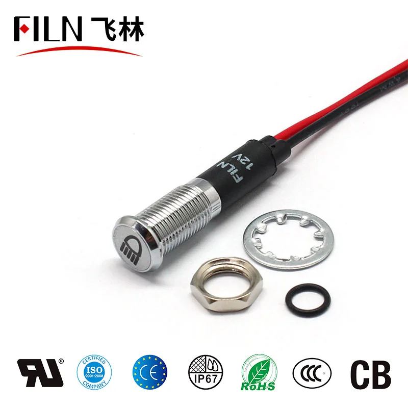 8mm symbols LED Indicator Light 12V 24V Note Symbols Number Metal Indicator Dash Pilot Light Wire Car Dashboard ruck Machinery