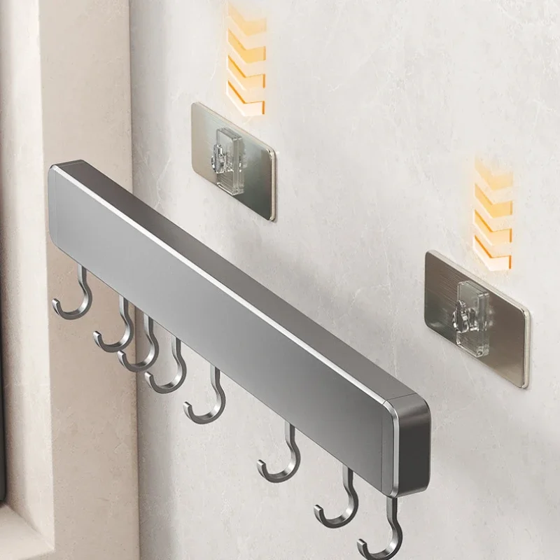 เครื่องครัว Hooks Rack Organizer ชั้นวางของติดผนังช้อนผู้ถือเครื่องครัวอุปกรณ์เสริม