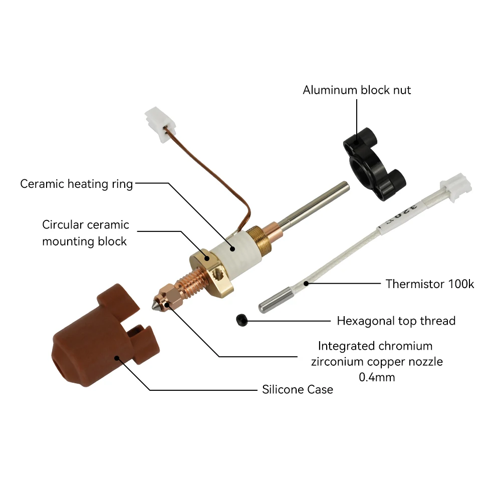 For Creality K1C k1 Max Hotend Ceramic Heating Block Kit 3D Printer Parts Quick-Swap Nozzle Kit Heat Break Resistance Hotend