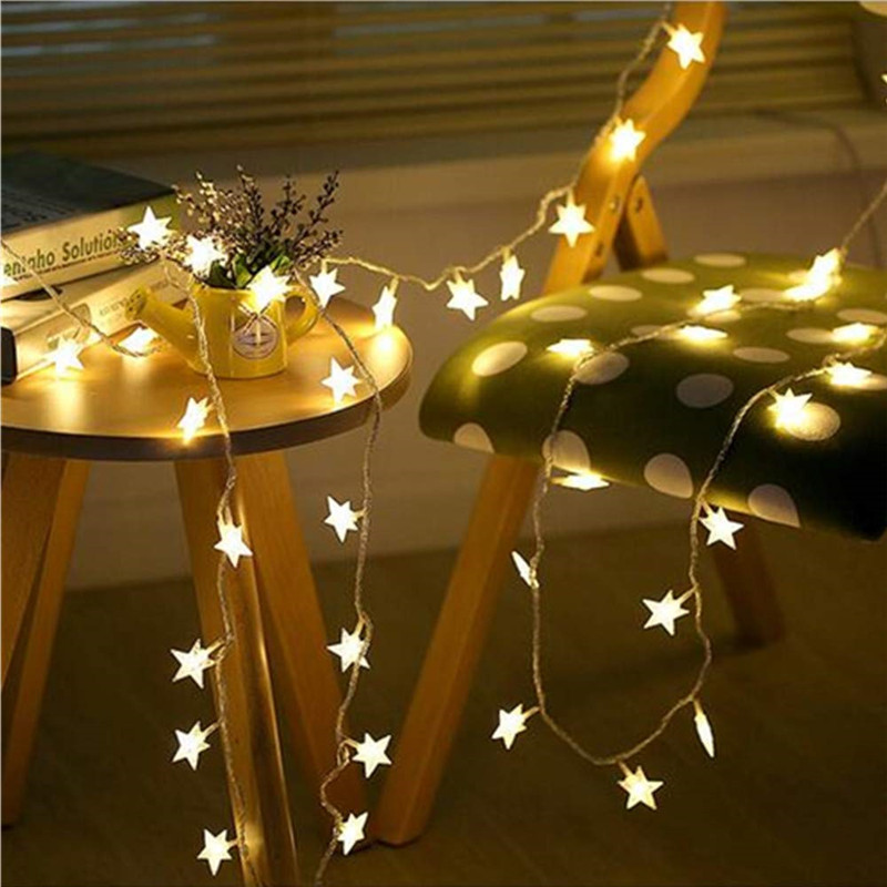 6M 40Led luces decoración al aire libre luces de cadena árbol de Navidad decoración de la ventana del hogar iluminación de vacaciones cuerdas de luz de estrella