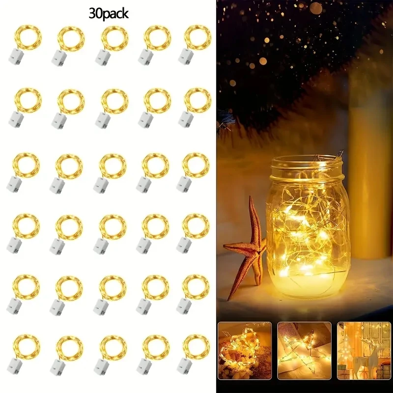 30 paczek bajkowe akumulator lampy obsługiwane girlanda żarówkowa 20 LED Mini girlanda żarówkowa wodoodporne na wesele dekoracja sypialni DIY