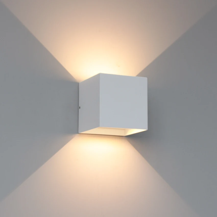 Lâmpada de parede led à prova d'água, 6w/12w, preto/branco/cinza, para decoração interna e externa, iluminação de parede de alumínio, ac 110v 220v