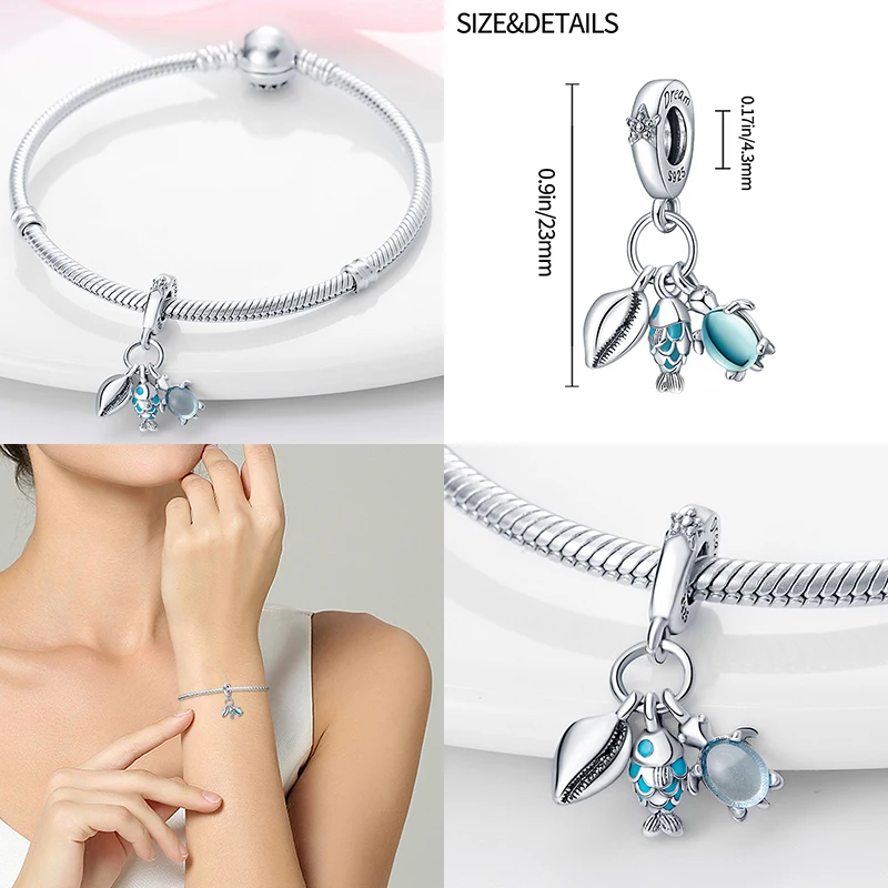 Bracciale adatto con ciondolo a forma di polpo con ciondolo lucciola in argento sterling 925 per gioielli da donna, regalo d'amore
