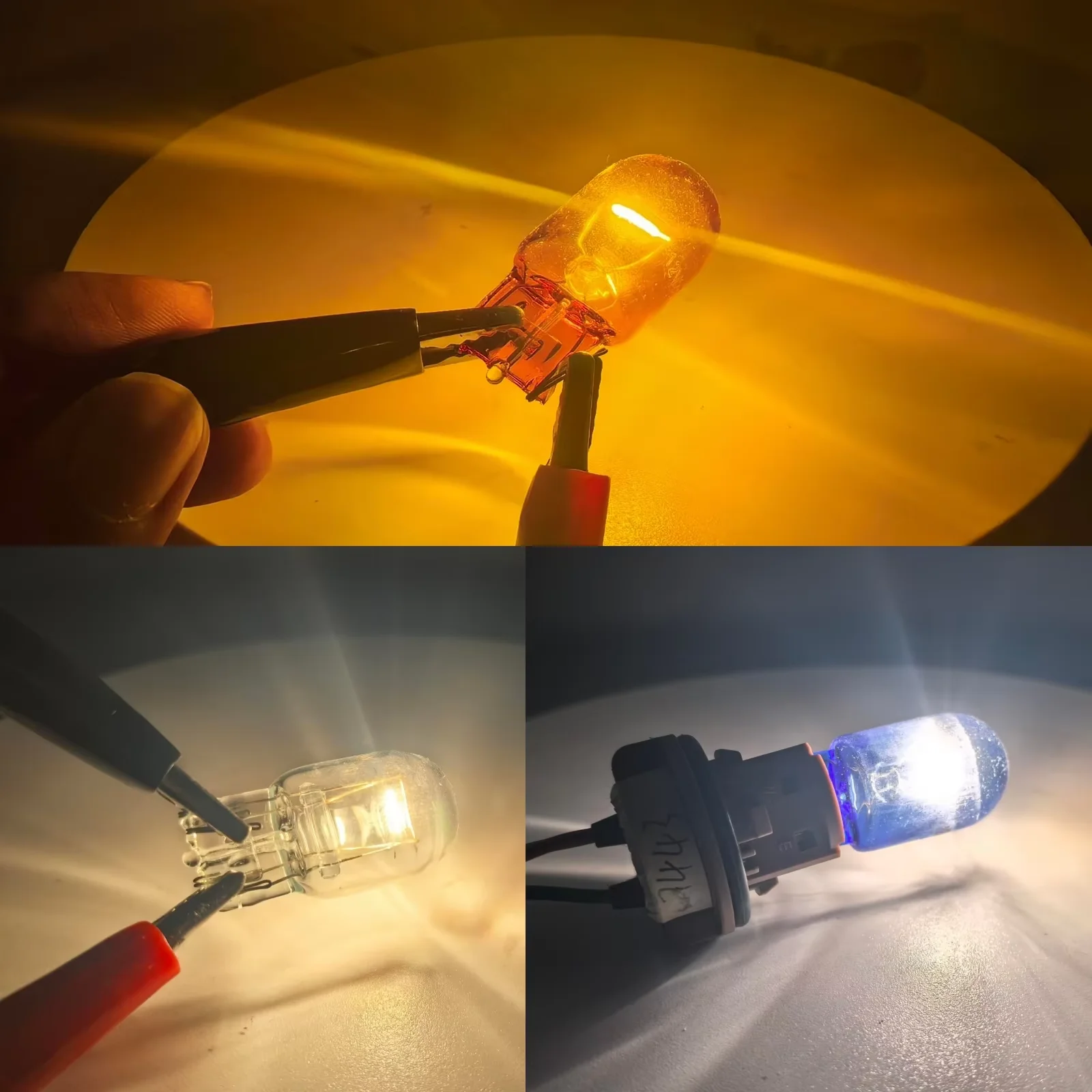 10 pçs t20 w21w 7440 lâmpada lateral do carro vidro transparente lâmpada halógena freio parar luzes traseiras branco luz de advertência girando lâmpada automática