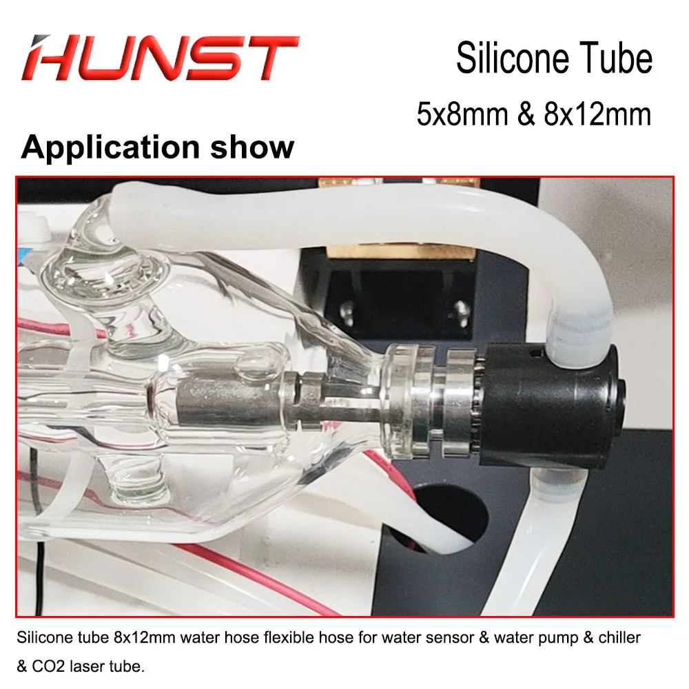 Tubo de silicona HUNST, manguera Flexible de tubería de agua de 8x12mm y 5x8mm para Sensor de agua, bomba de agua, enfriador de agua y tubo láser.