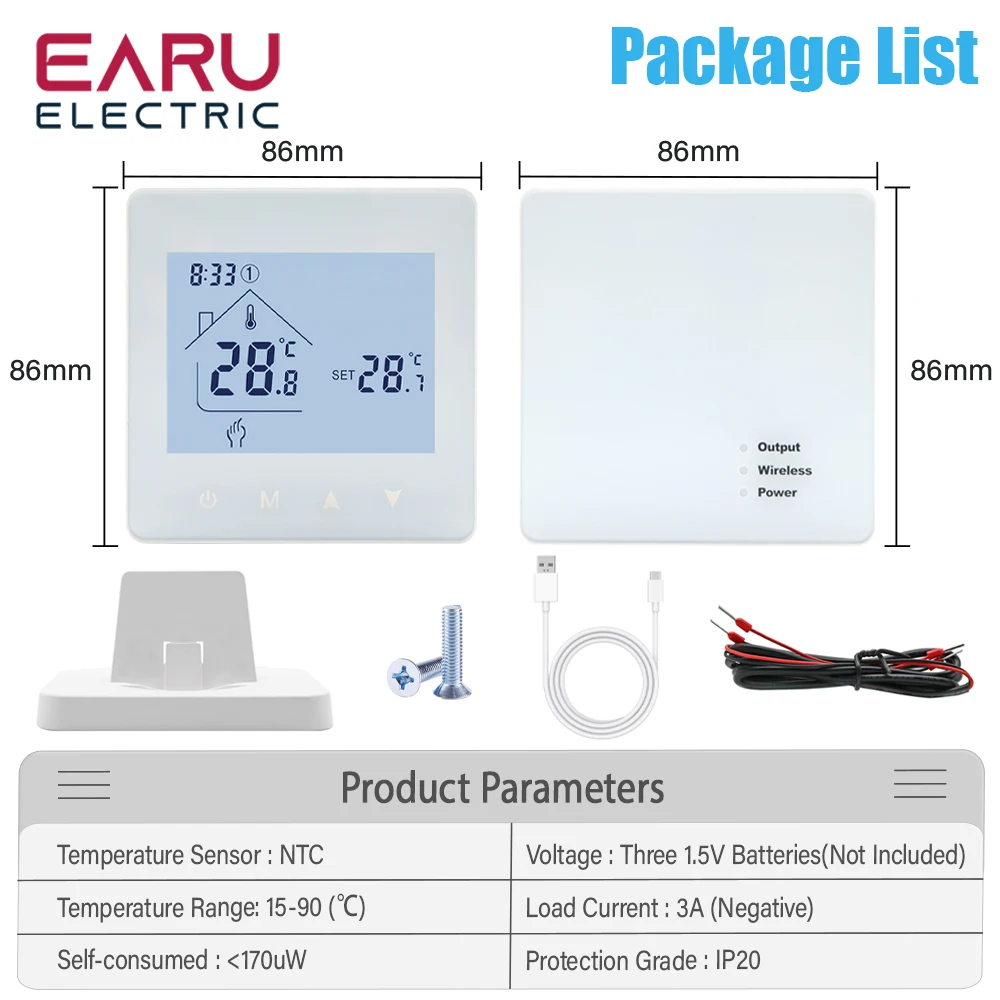 สมาร์ท RF Wireless Room Thermostat สําหรับหม้อต้มแก๊สเครื่องทําความร้อนหน้าจอสัมผัสอุณหภูมิ Controller Home Programmable WiFi Thermostat