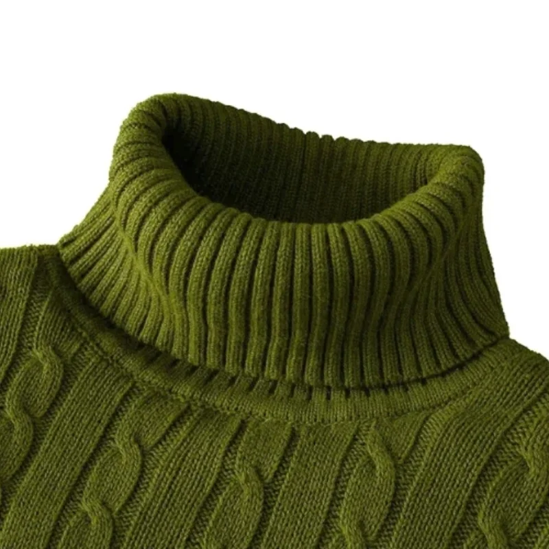 Maglione da uomo a collo alto pullover tinta unita lavorato a maglia caldo dolcevita casual maglione lavorato a maglia da uomo