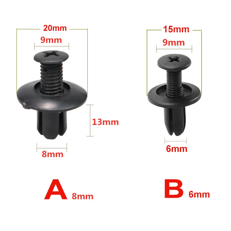 8 มม./6 มม.พลาสติก Rivets สกรูยึดรถ Fender สกรูกันชนคลิป Rivets อัตโนมัติ 8 มม.พลาสติก PUSH PIN คลิปรถอุปกรณ์เสริม