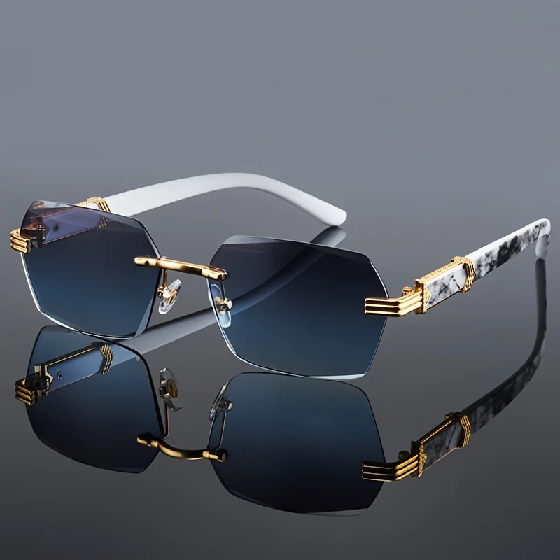 Gafas de sol sin montura a la moda para hombres y mujeres, gafas de sol sin marco populares, gafas de sol clásicas para hombre y mujer, gafas de sol cuadradas pequeñas para viajar en verano