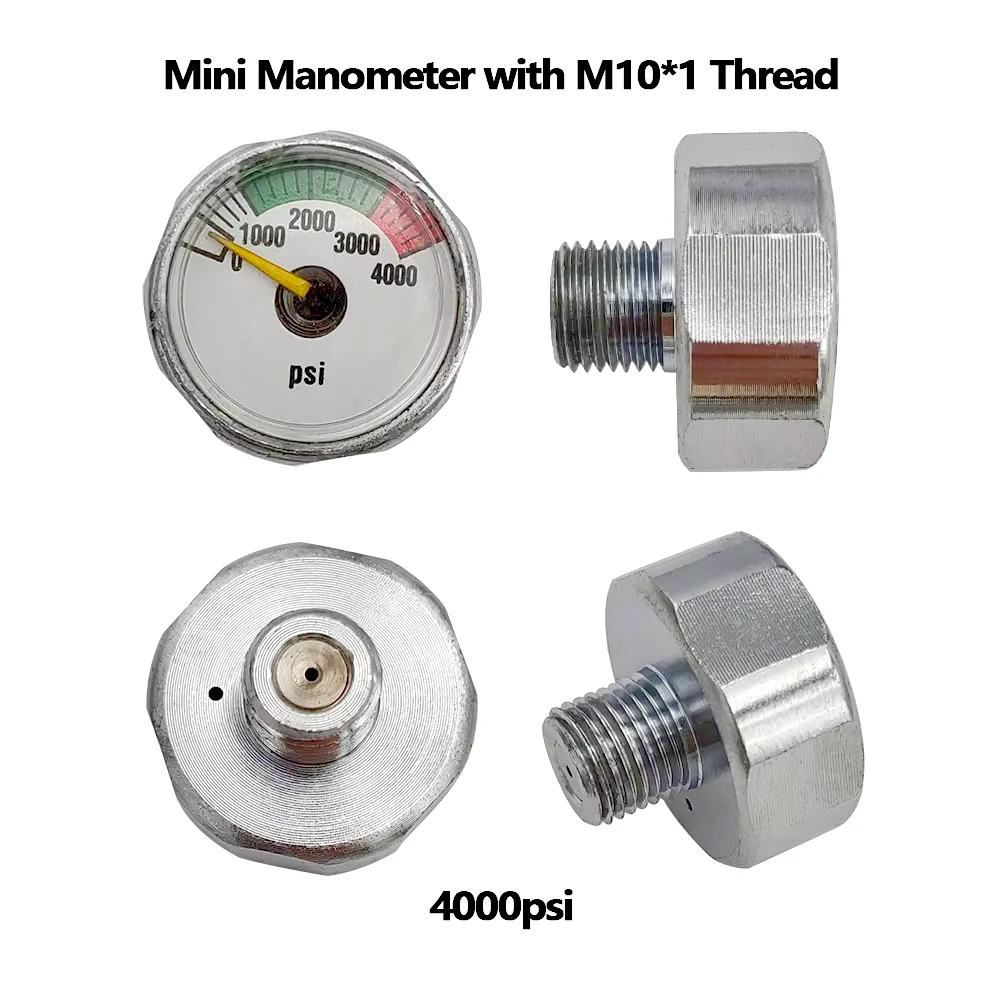 Air Mini Micro Pressure Gauge Manometer M10*1 Threads 600PSI/3500PSI BUll /4000PSI/4500PSI/5000PSI/6000PSI/30/40Mpa For Cricket